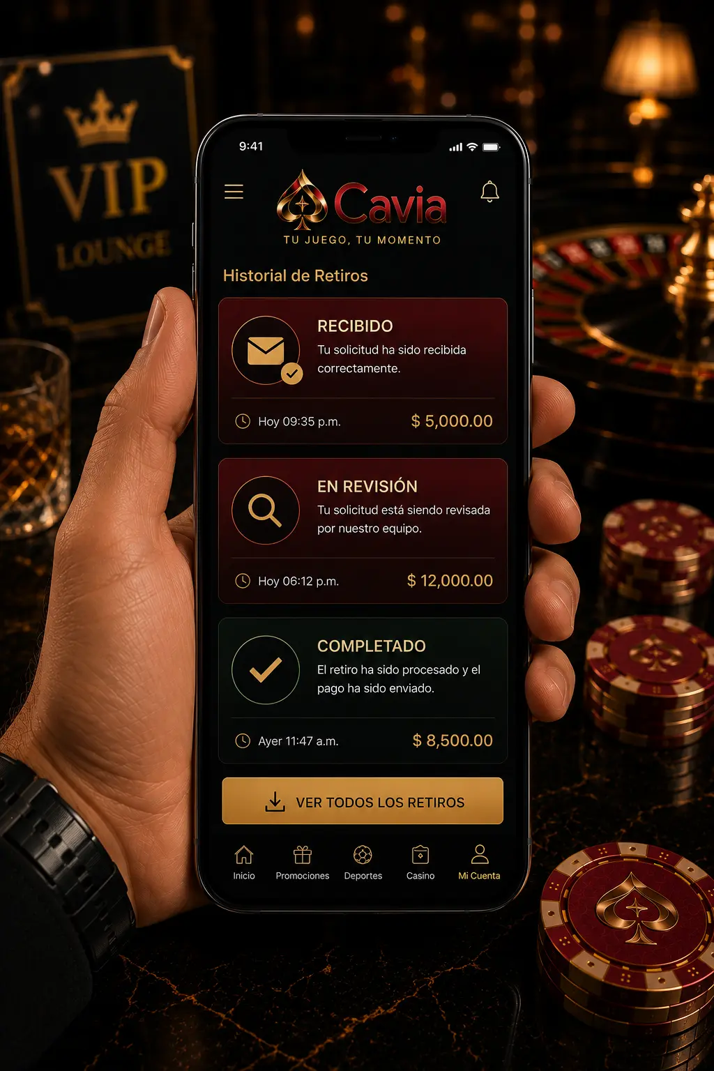 Estado de retiro en celular